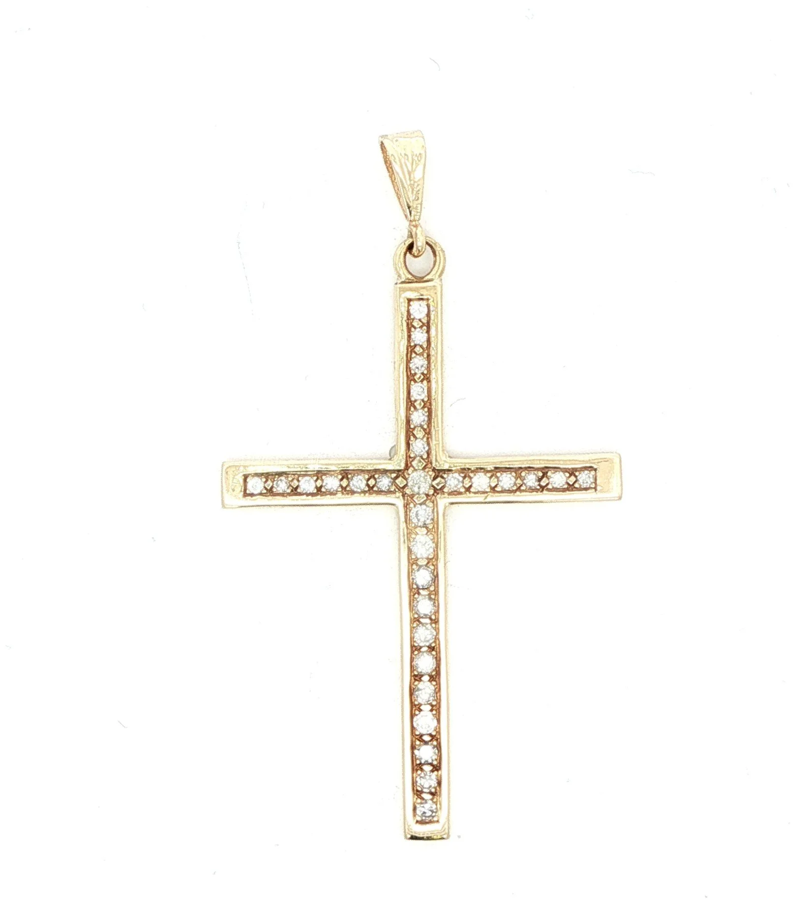 14k Yellow Gold Large Diamond Cross