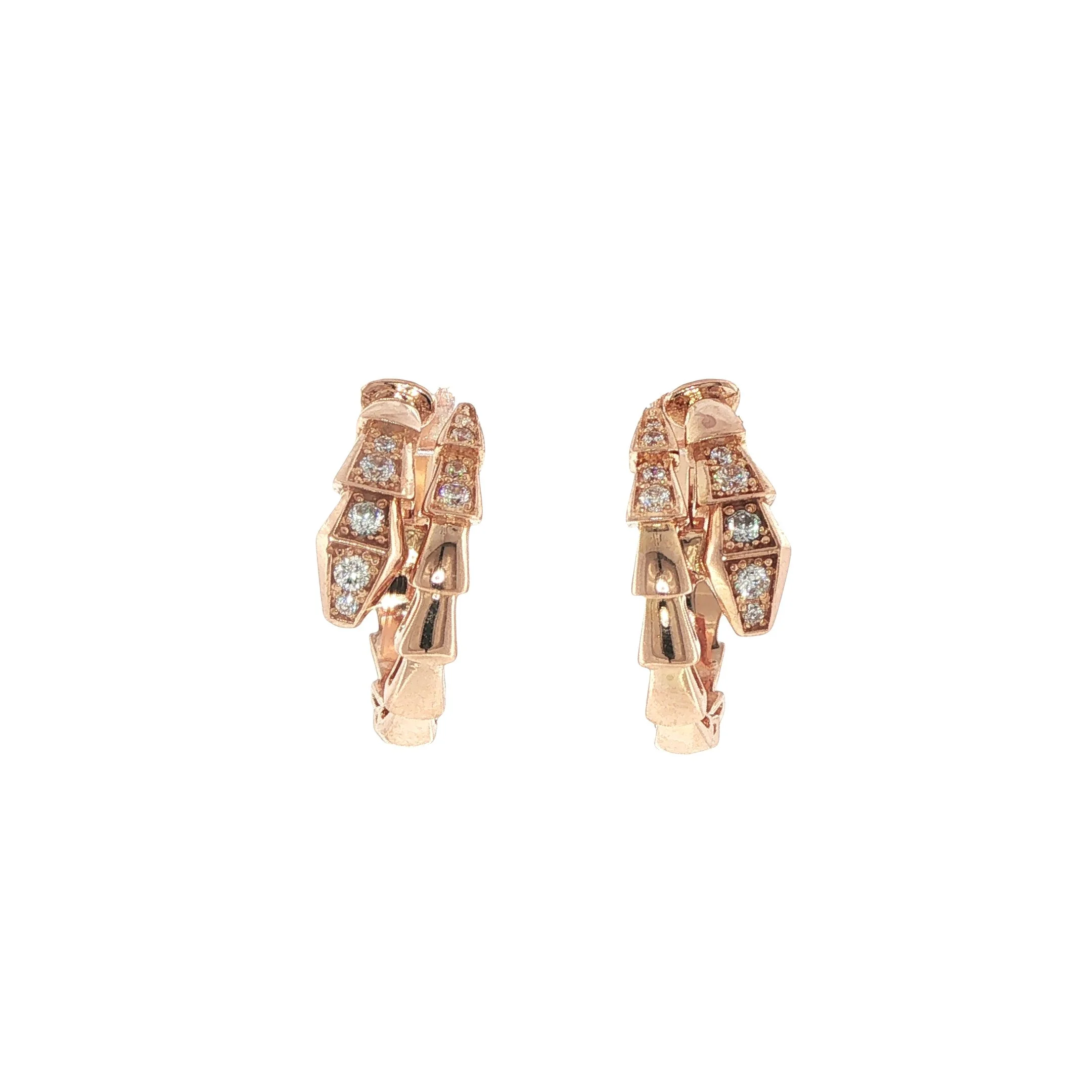 18K Rose Gold Bulgari Replica Earrings with Cubic Zirconia