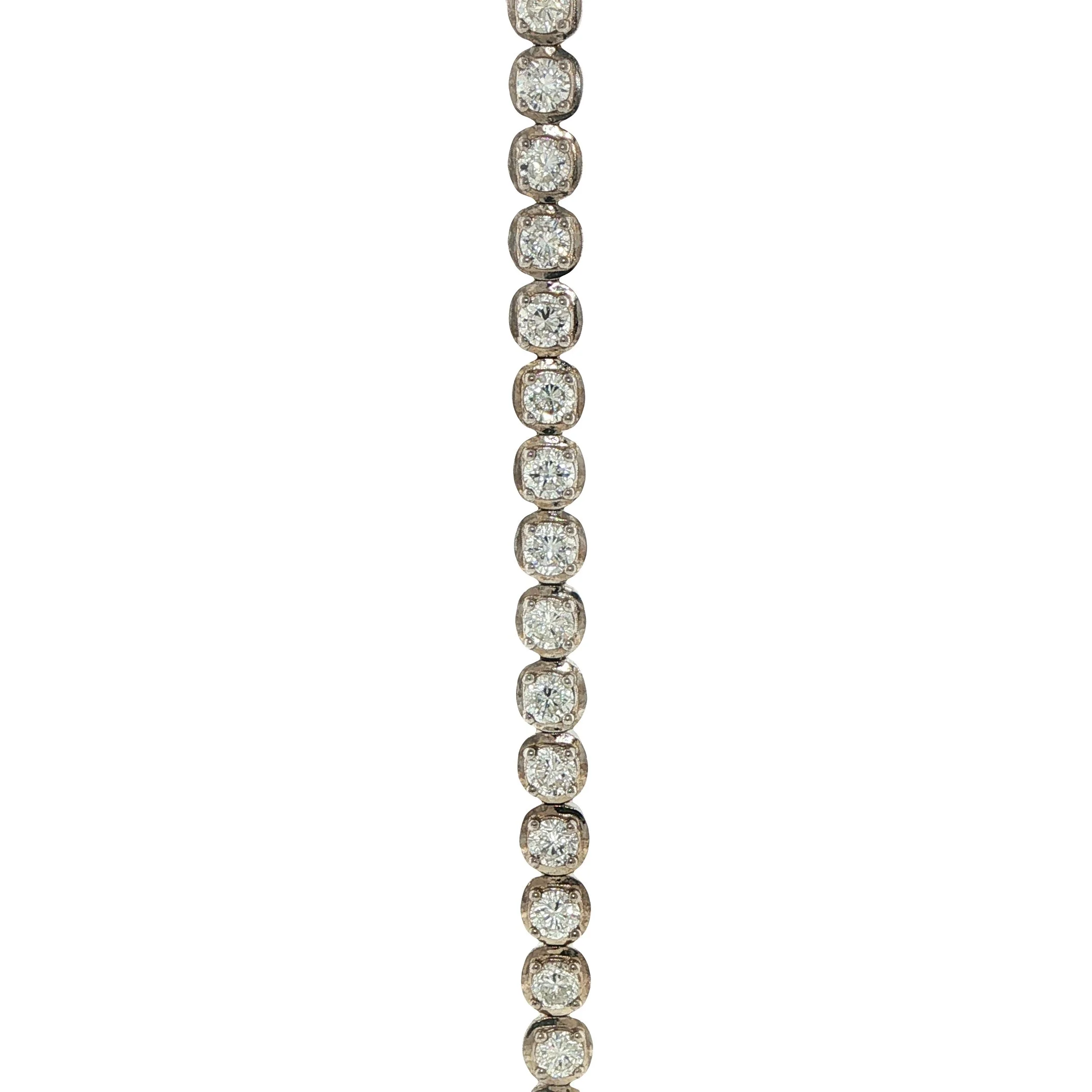 14K White Gold Natural Diamond Tennis Bracelet