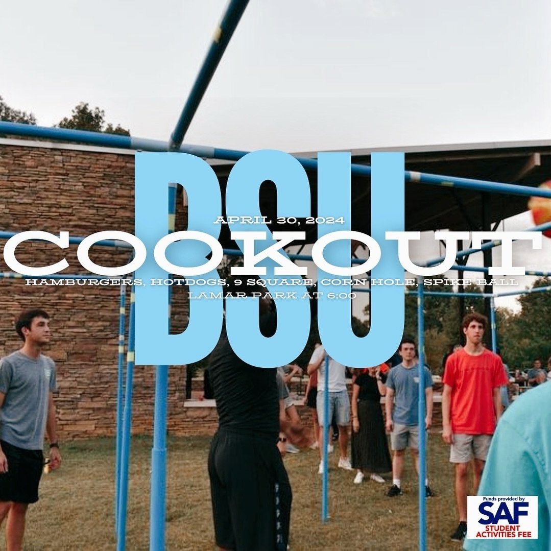 BSU End of the Year Cookout! 
Celebrate the end of the semester with some good food, games, and spending time with friends! We hope to see you at Lamar park tonight 6:00! See you there and bring a friend!!😊
