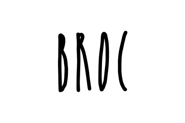 The word 'BROC' written in a tall, hand-drawn font style.