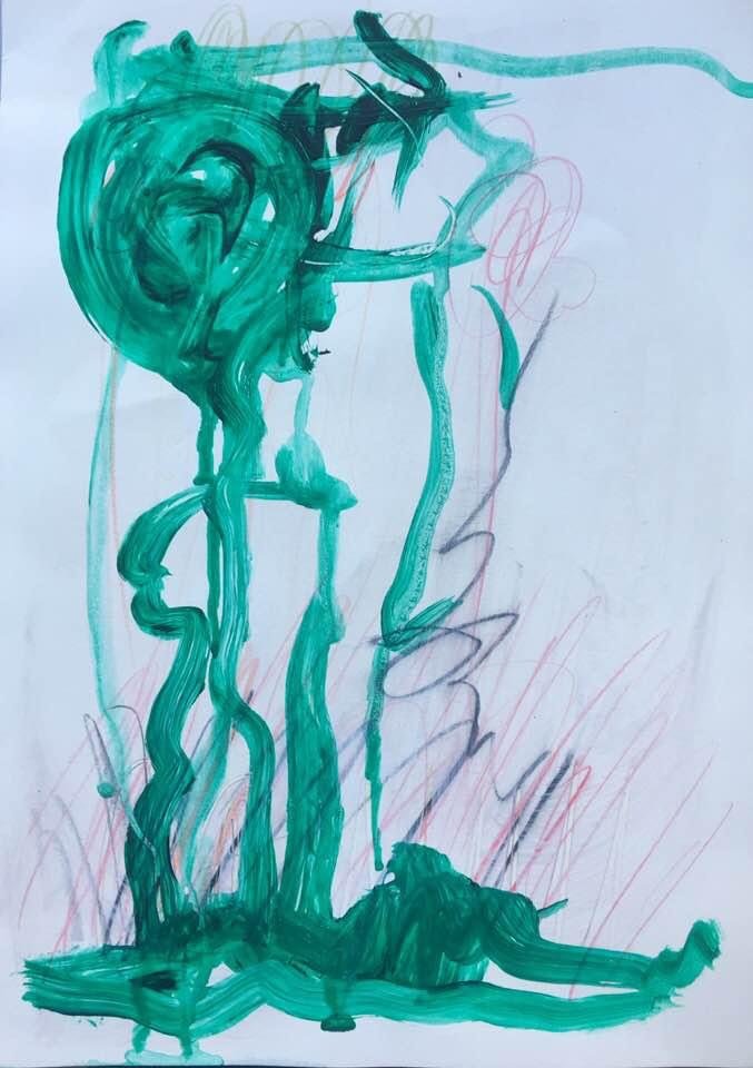 "Green Death / By Cy By (V)", for Cy Twombly