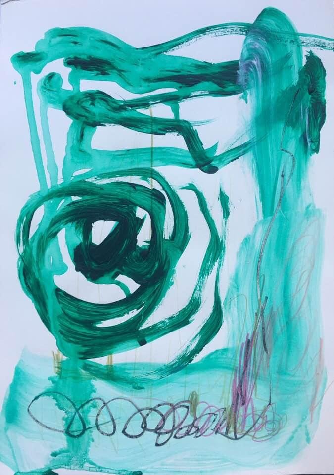 "Green Death / By Cy By (VI)", for Cy Twombly