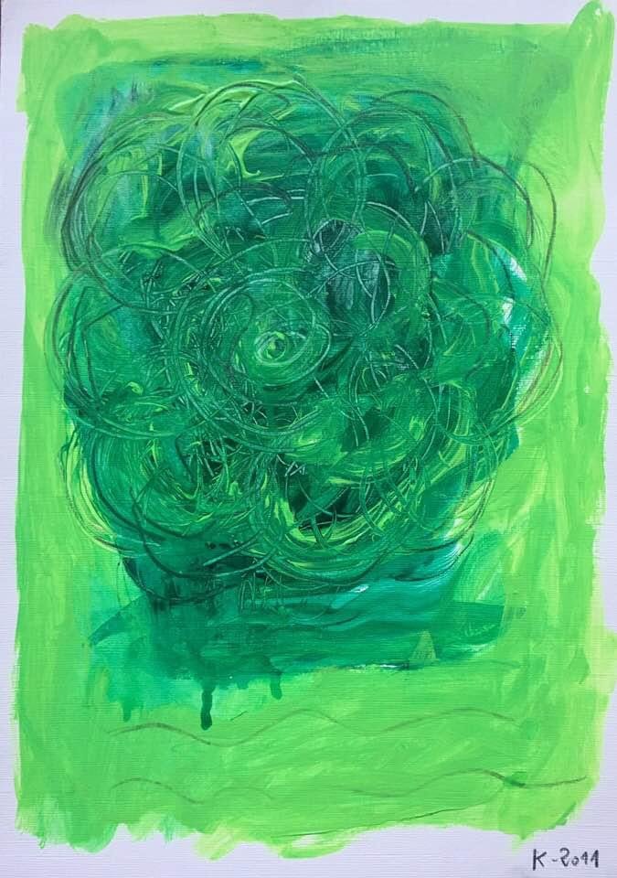 "Green Death / By Cy By (XIX)", for Cy Twombly