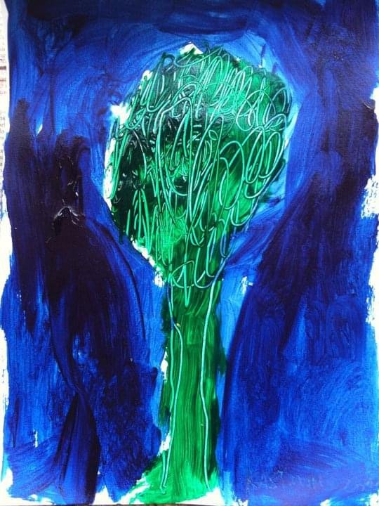 "Green night (III)", for Alberto Giacometti