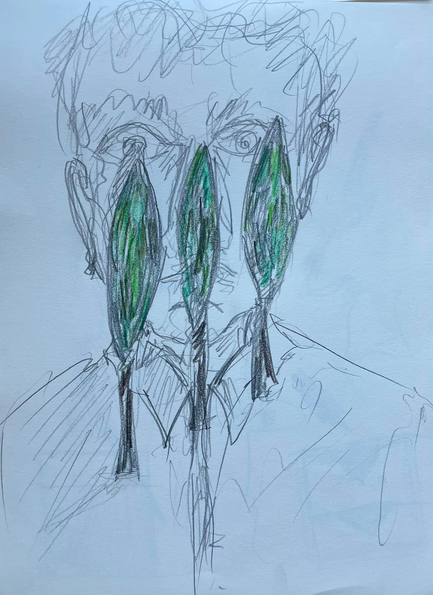 “Visages égarés / Els tres xipresos”, per al meu estimat i anyorat amic August Ferrer.