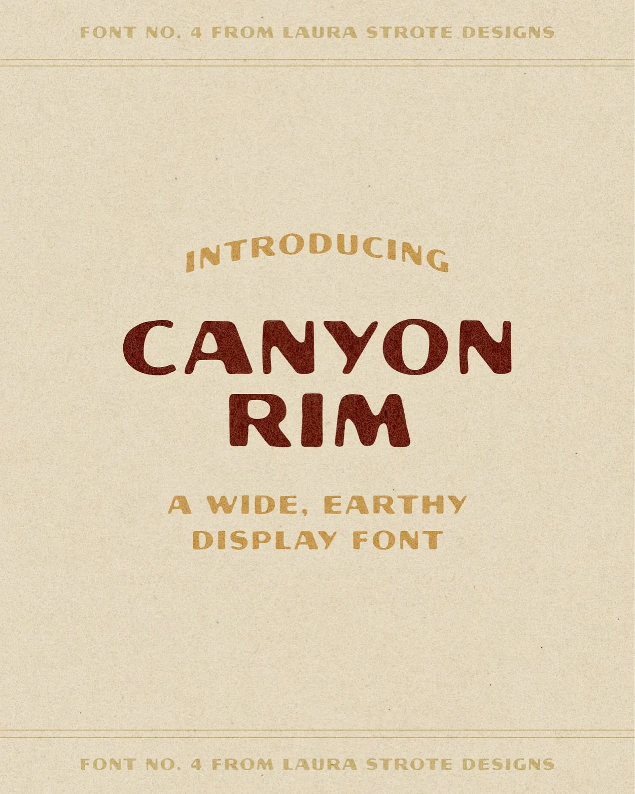 FONT RELEASE and SITE-WIDE FONT SALE 🤠 

Canyon Rim is here and to celebrate: all of my fonts are on sale!

It&rsquo;s wide, all caps, fresh as hell, and is actually gonna make your menus, merch, posters, and packaging stand out

It&rsquo;s honestly