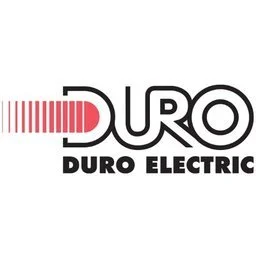 Duro Electric logo with a red graphic element and black text