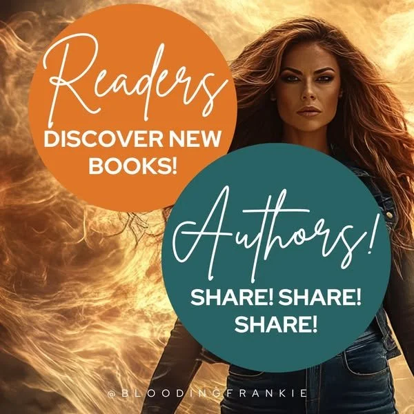 content strategy proof: A woman standing in front of a fiery background with two overlapping speech bubbles. The orange speech bubble says, "Readers DISCOVER NEW BOOKS!" and the teal speech bubble says, "Authors! SHARE! SHARE! SHARE!"