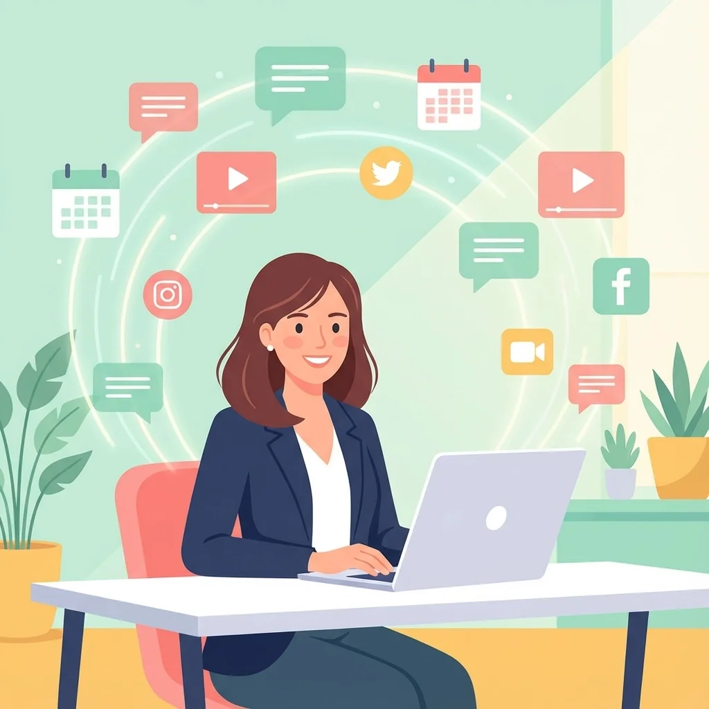 female business owner creating blocks of content at the same time