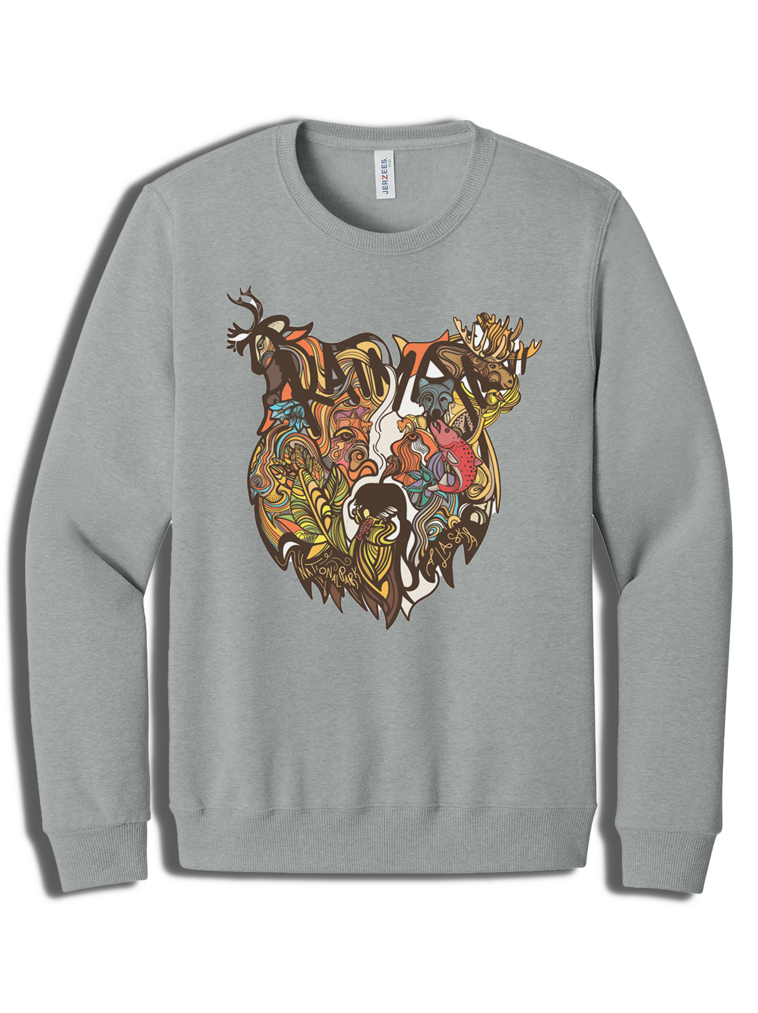 Katmai Wildlife Bear Crew Sweater Grey Front .png