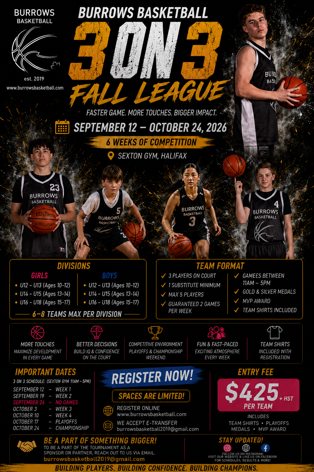 Burrows Basketball 3 ON 3 Fall League (Sept - Oct 2026)