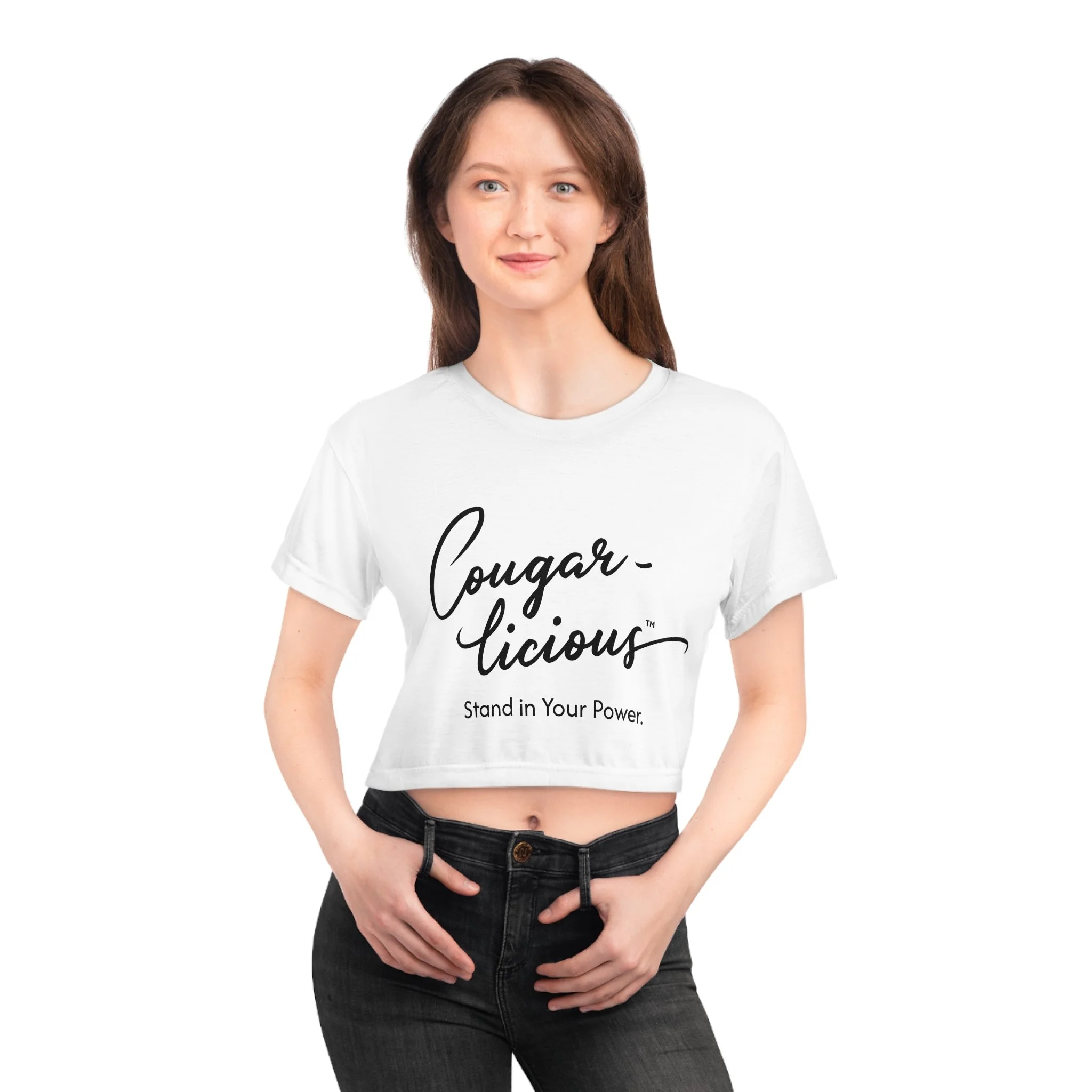 Own your confidence this season with the Cougar-licious™ crop top tee — bold, flirty, and the perfect holiday gift for fierce, fabulous women.
