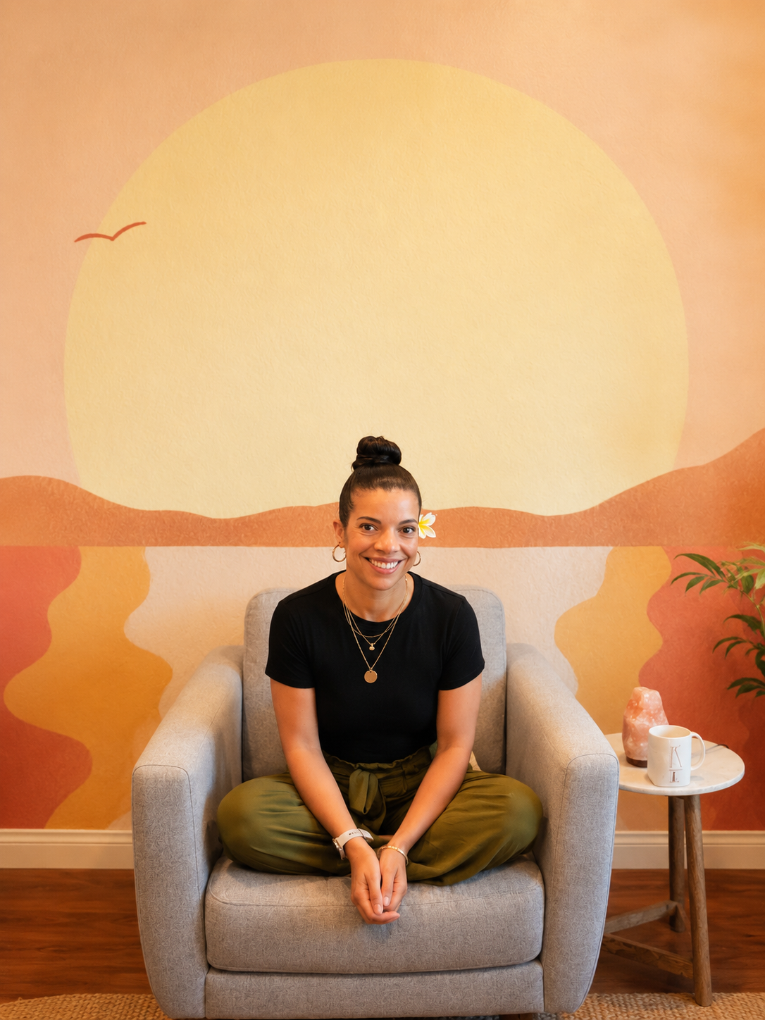Koalani Lahr, LMFT, postpartum and anxiety therapist in her San Diego office.