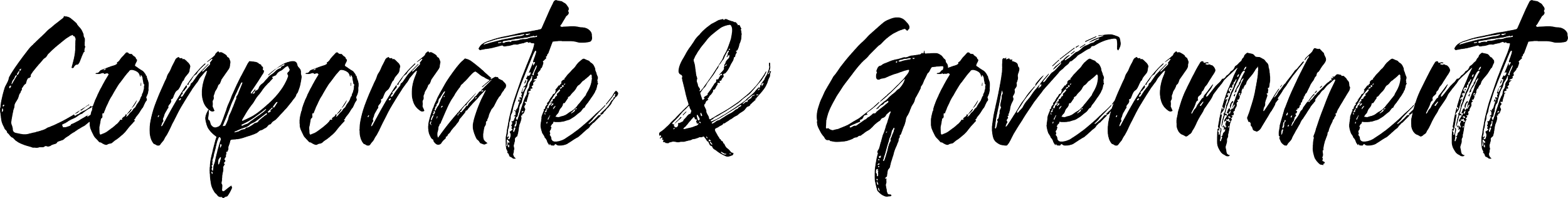 Handwritten style text that reads 'Corporate & Government'.