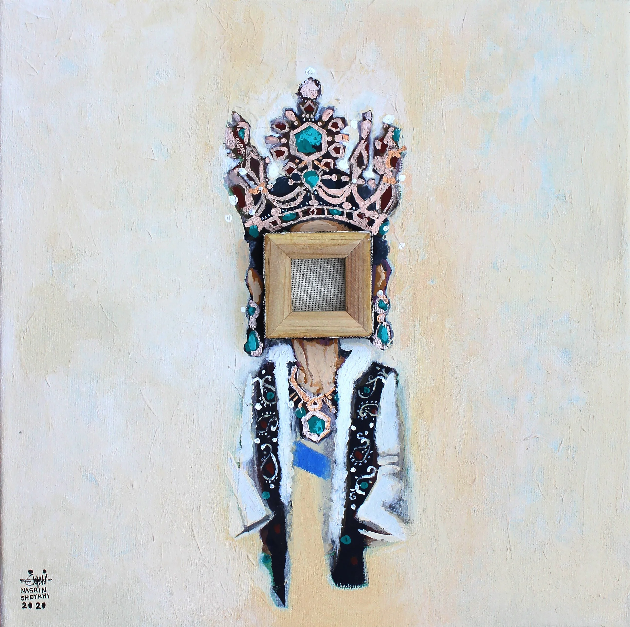 Former queen of Persia, 2019, mixed media on canvas, 15x15