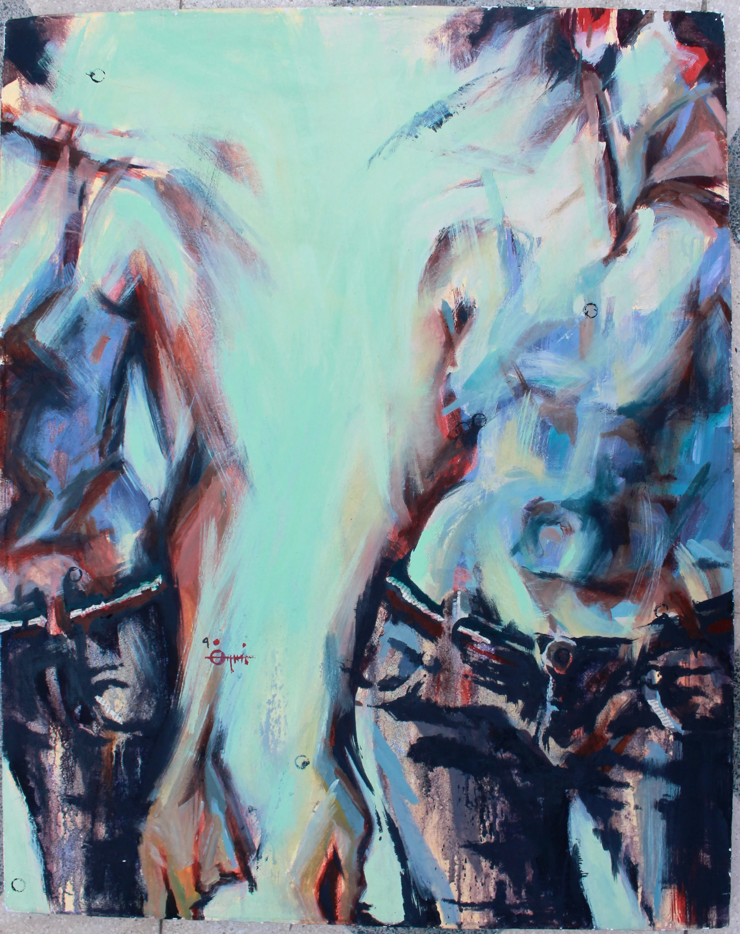 4'x28'', acrylic on canvas, Jeans Series,2010.JPG