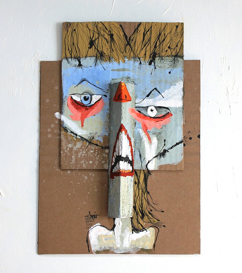 David Bowie, 2018, mixed media on canvas, 16x20