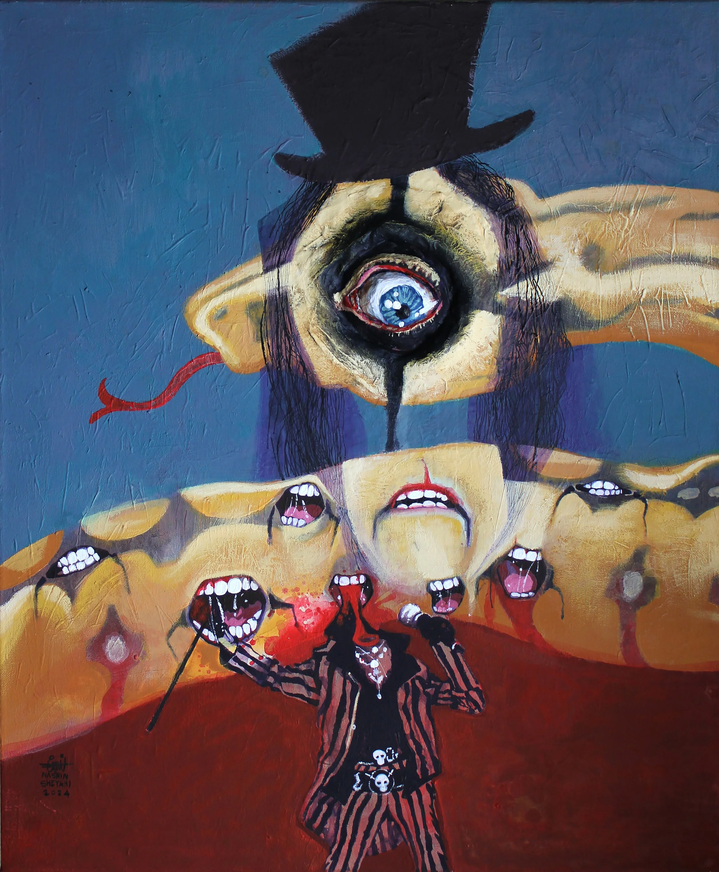 Alice Cooper, 2024, acrylic on canvas,  20”x 24“, Featured at Alice Cooper social media 