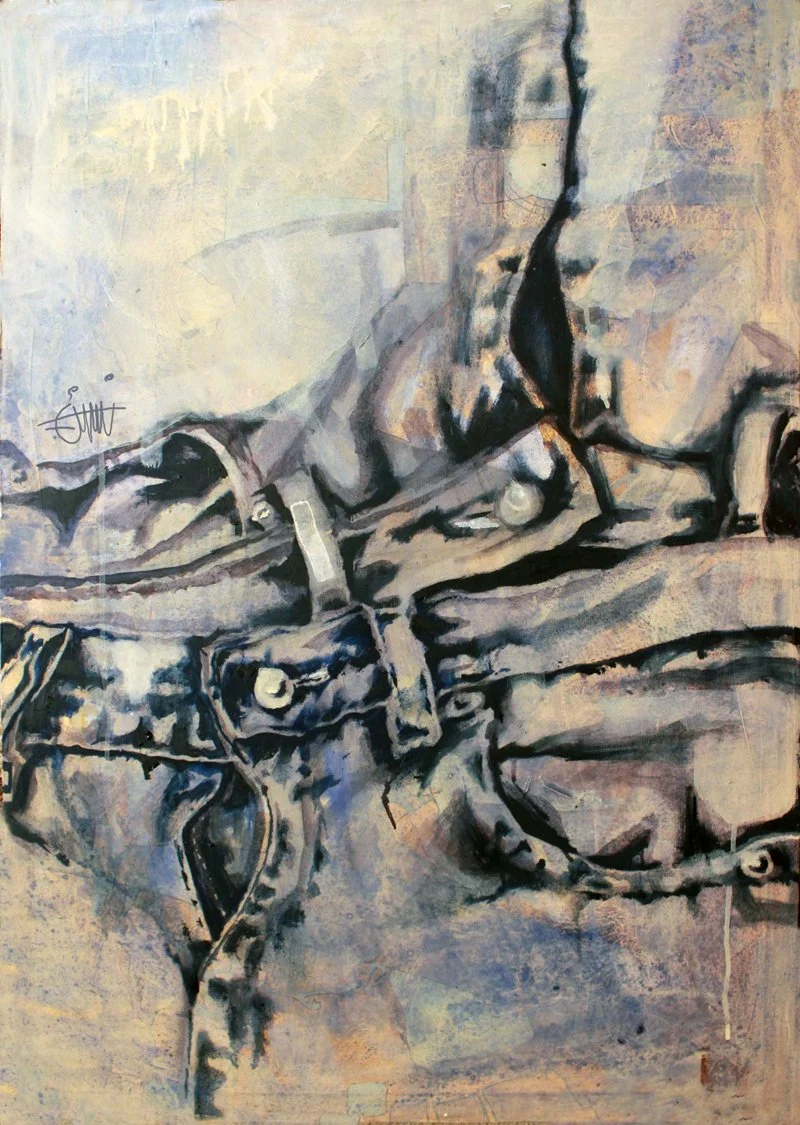 4' x 28'', acrylic on canvas, jeans,2010.jpg