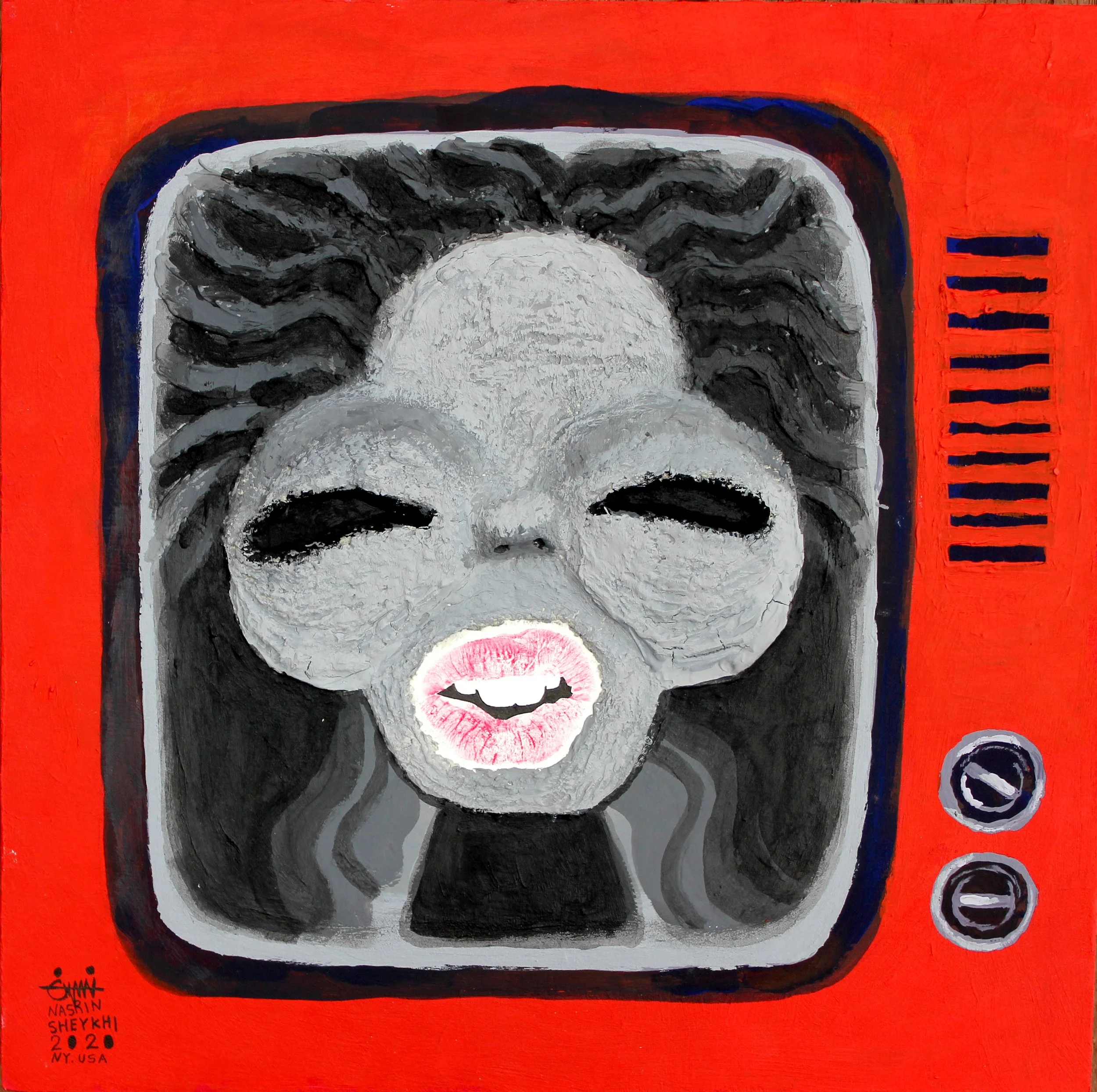 Oprah, 2020, mixed media on wood panel, 15x15