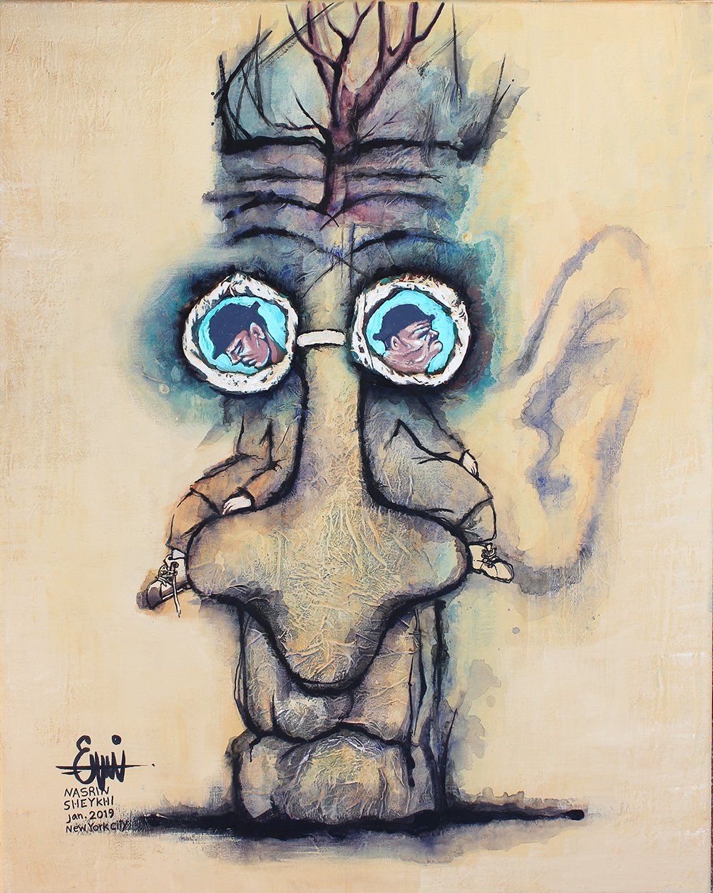 Samuel Beckett, 2019, mixed media on canvas, 20x24