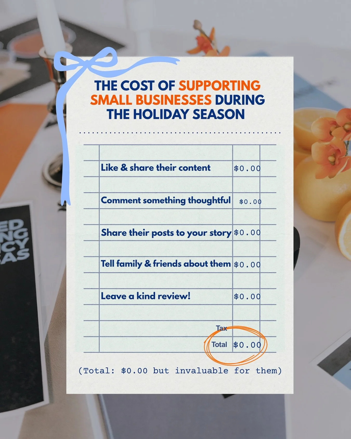 It costs $0 to support a small business&hellip;but it means everything to them 🩵 a little love goes a long way! This season, don&rsquo;t forget to cheer on the small businesses you adore 🎄✨

A like, a share, a sweet comment &mdash; it all matters m