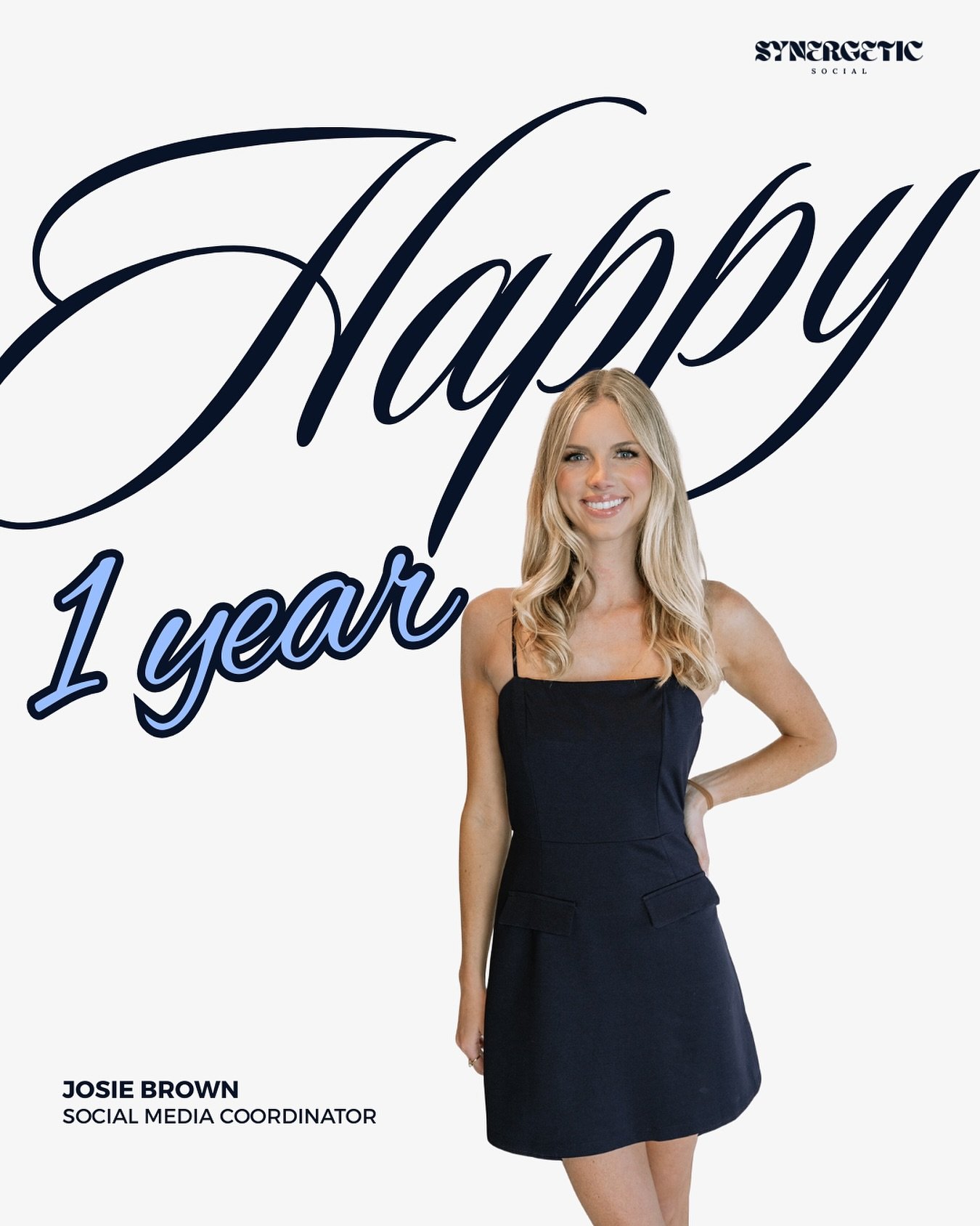 happy ONE YEAR work anni to our sweet Josie!! 🩵 to know her is to love her! She goes above and beyond for our team &amp; our clients! 

Josie was my first full time hire at Synergetic, and it&rsquo;s been an incredible ride ever since! 🥹 I not only