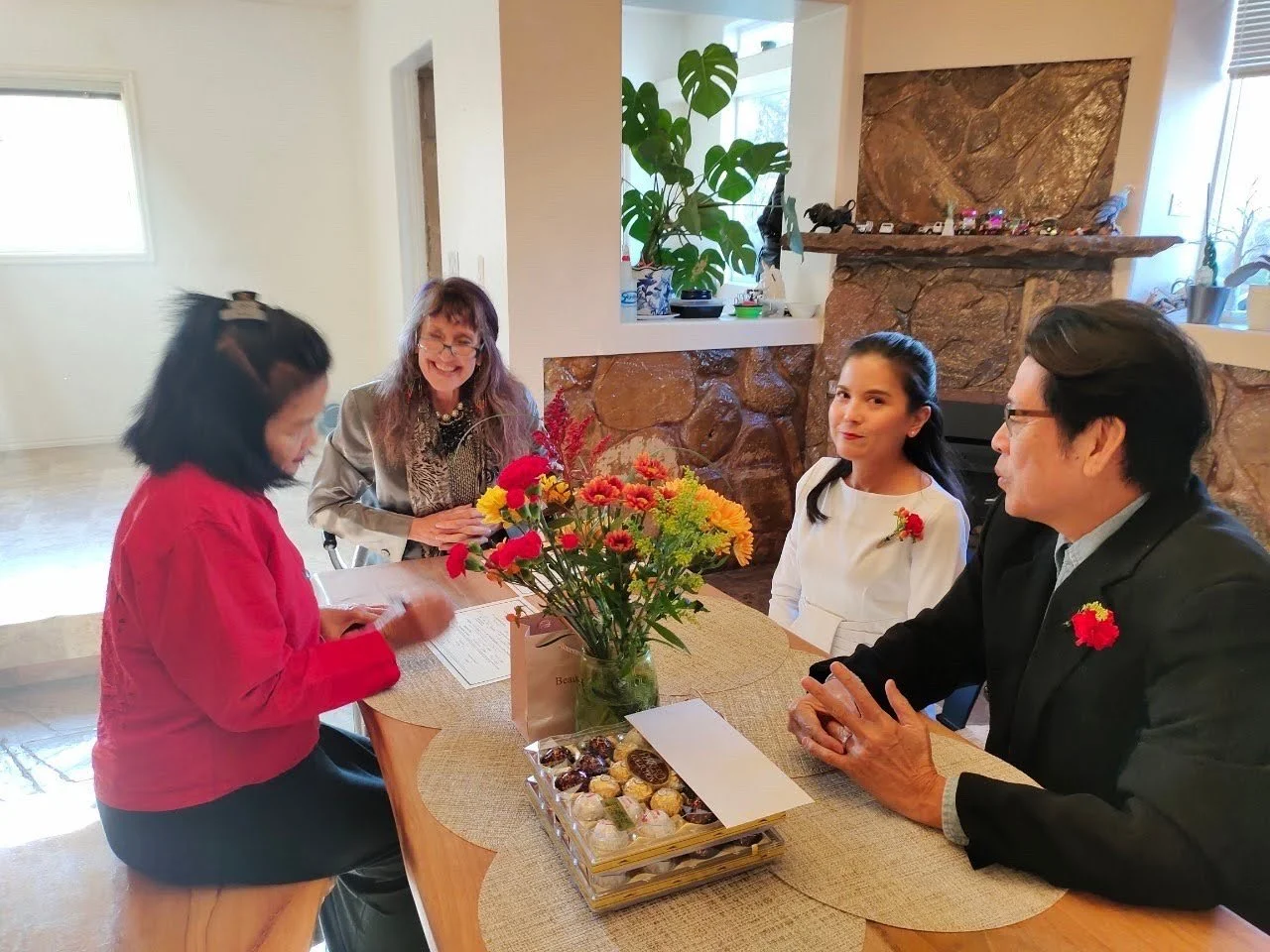 Happy wedding clients celebrating with Can Elope Moab officiant after Moab elopement ceremony