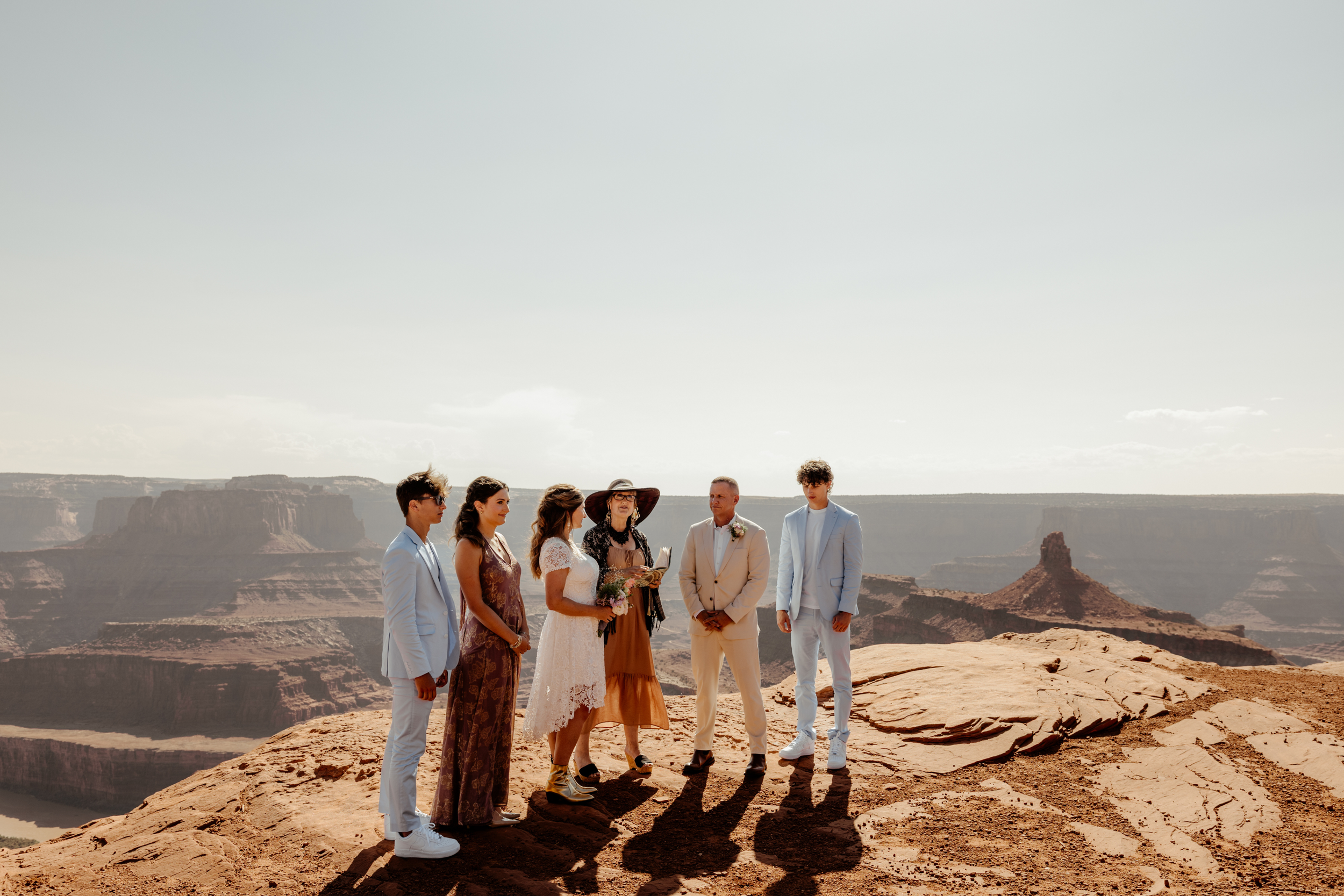 Wedding party celebrating at Canyonlands National Park Utah overlook