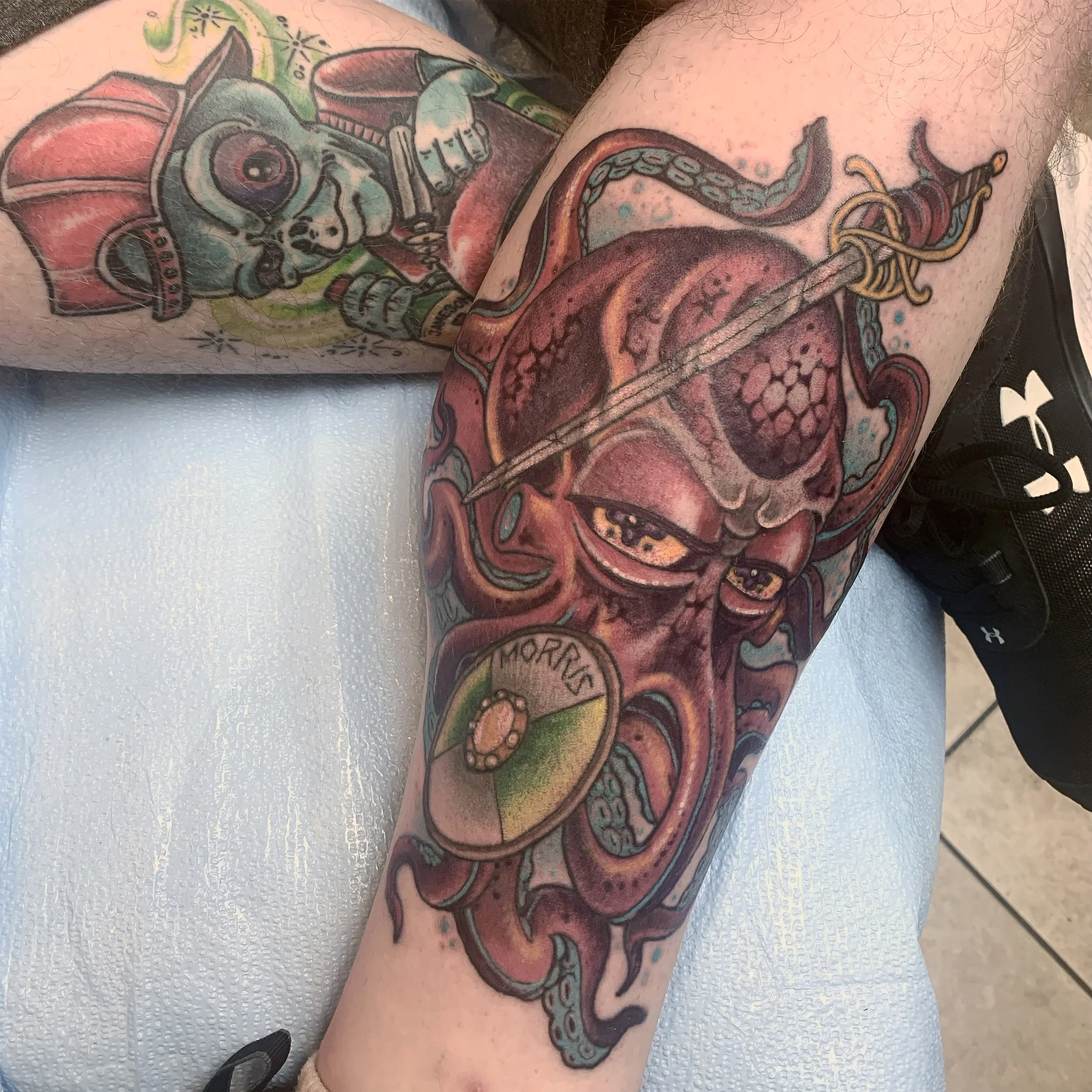 octopus sword color tattoo