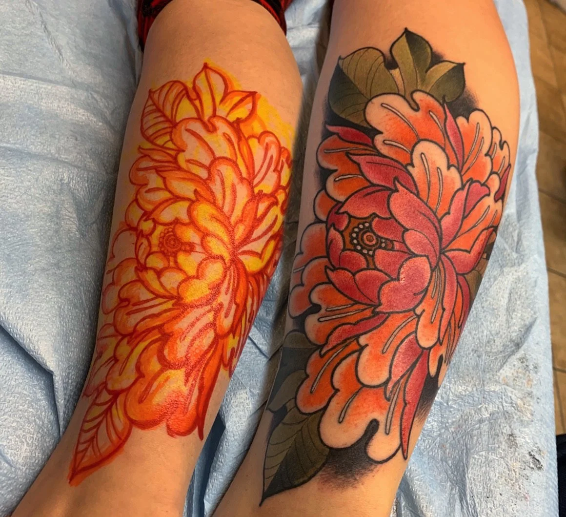 peony tattoo color