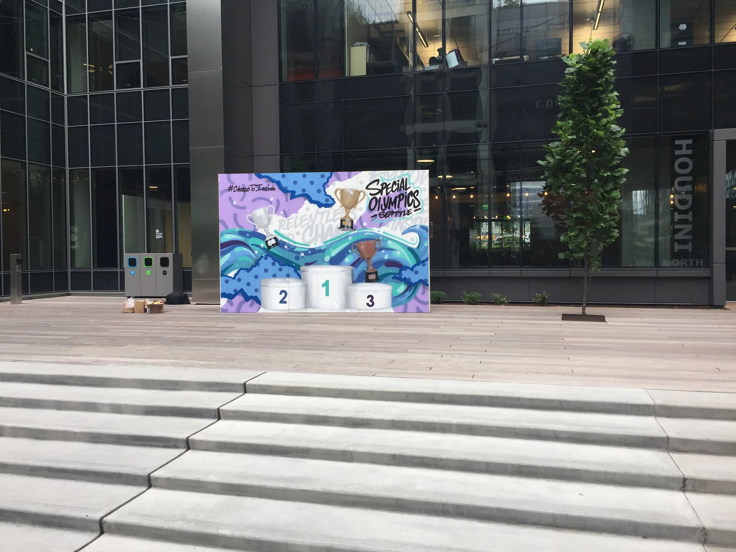  The Special Olympics 4ht piece for their “choose to include” campaign. Four mural installations across Amazon campus in Seattle WA. 2018