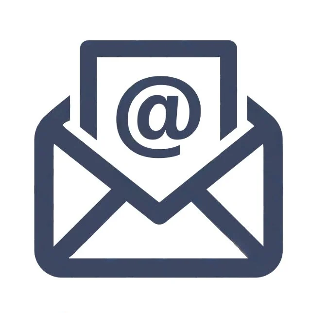 Icon of an open envelope with an email symbol '@' on a piece of paper inside.
