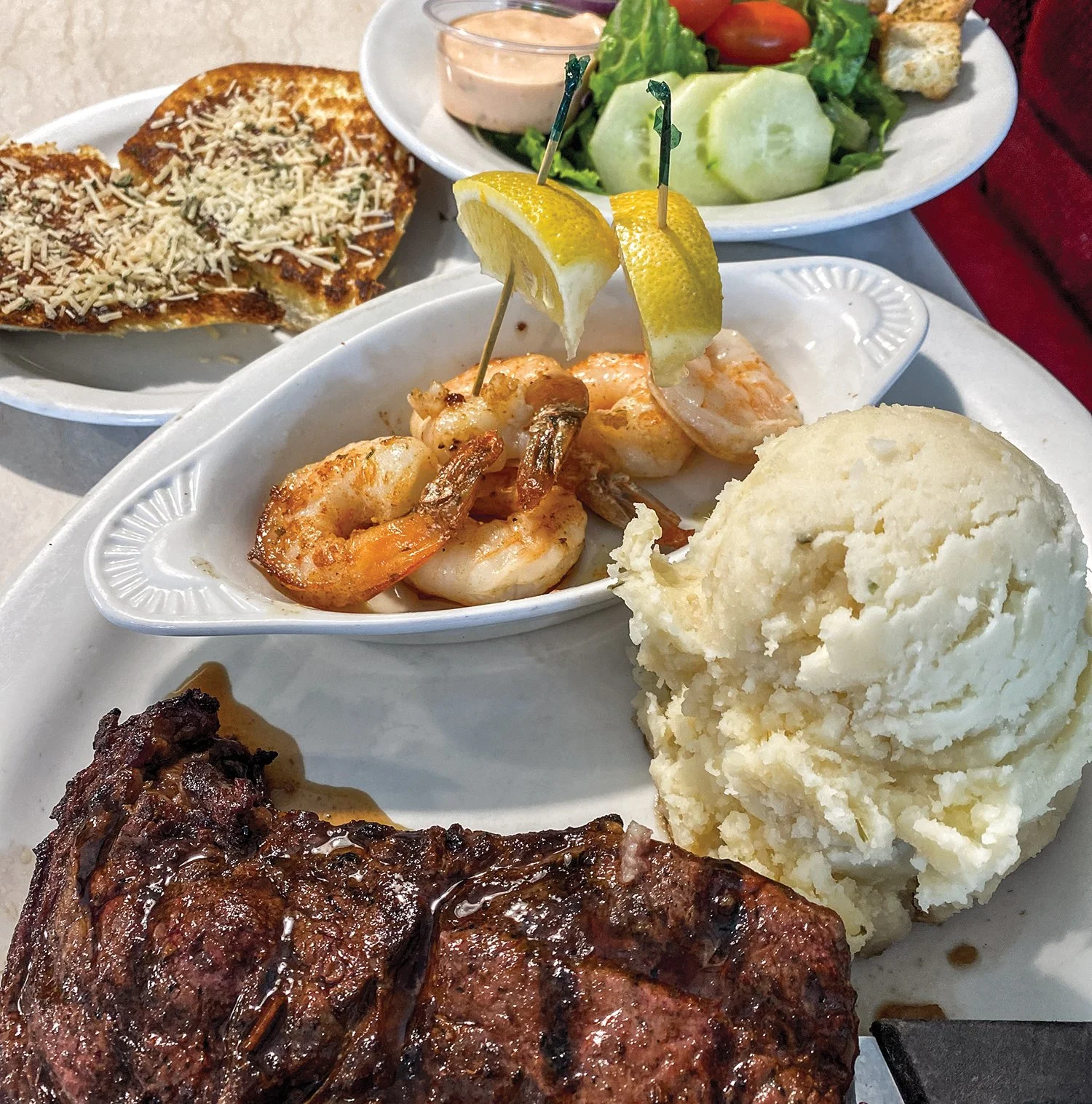 Ribeye Steak and Scampi at Kristina's Restaurant