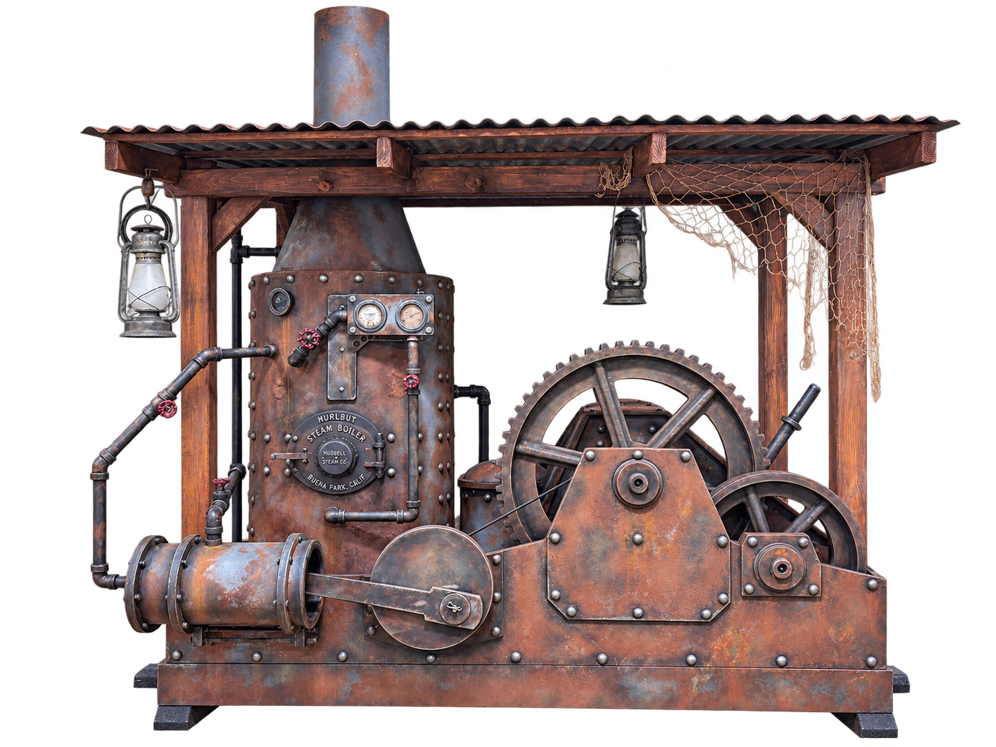 Custom fabricated steam machine prop for Calico Mine Ride at Knotts Berry Farm