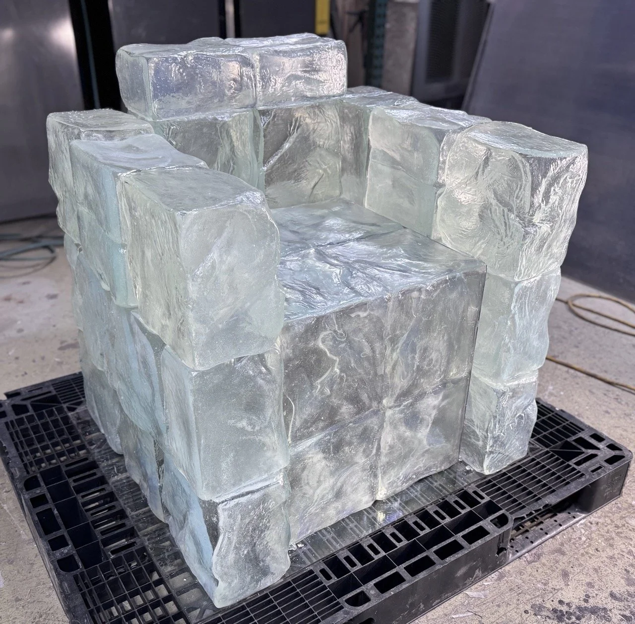 Faux ice block chair created for Black Pink's Lisa  Manoban for her music video.