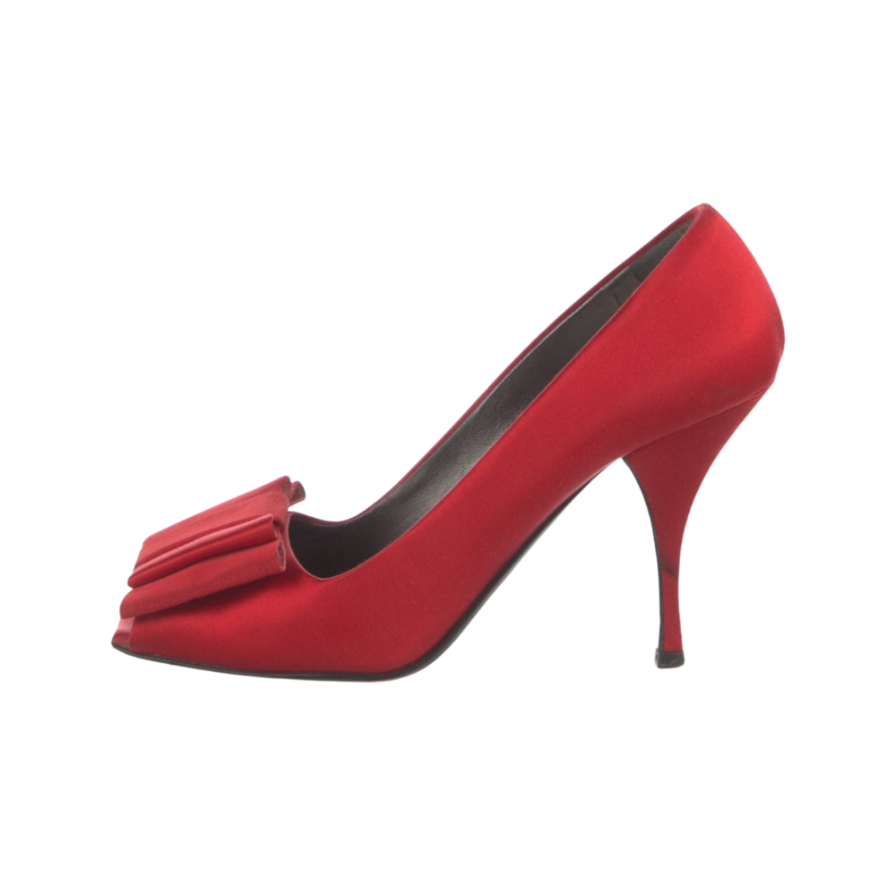 prada red satin pumps