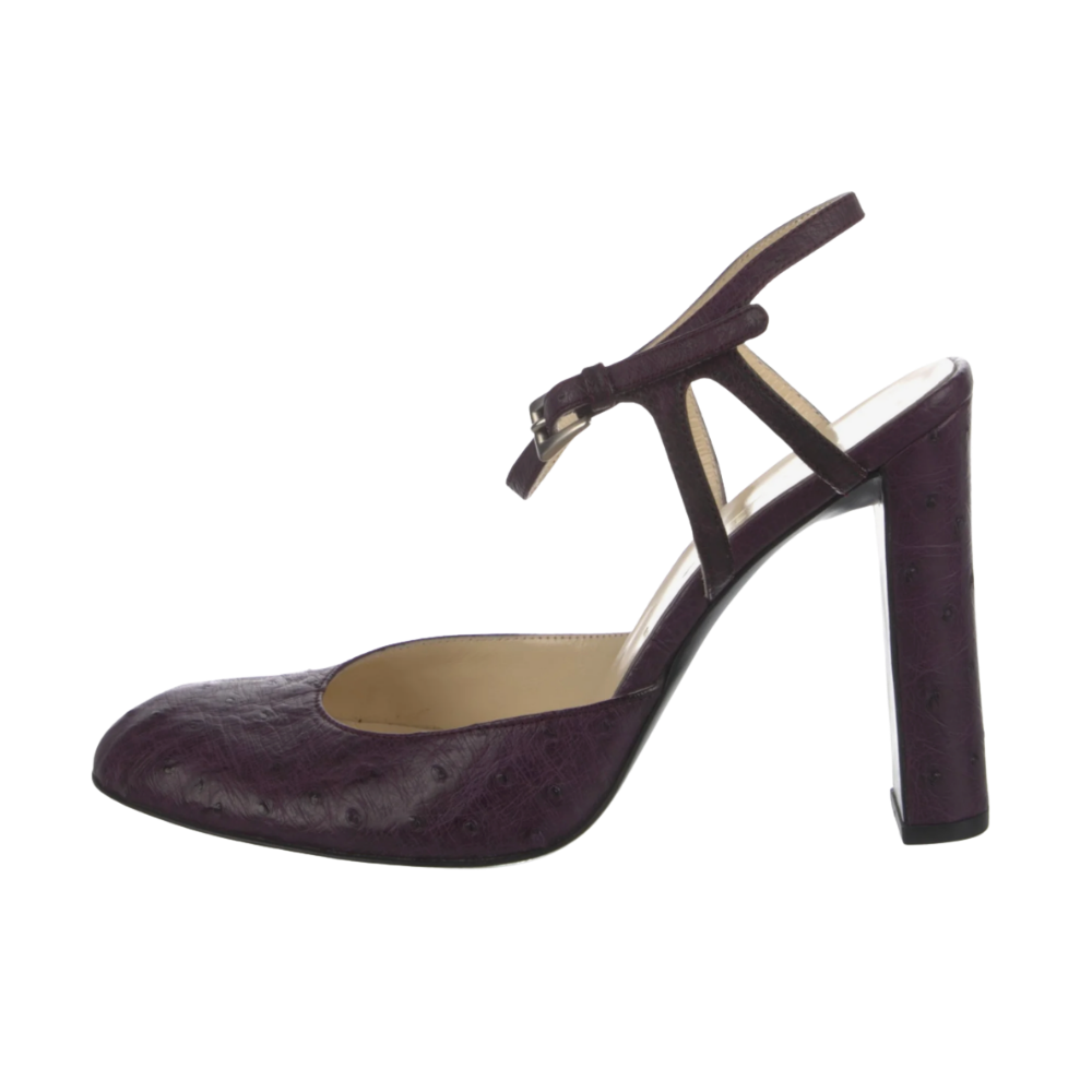 prada purple ostrich pumps