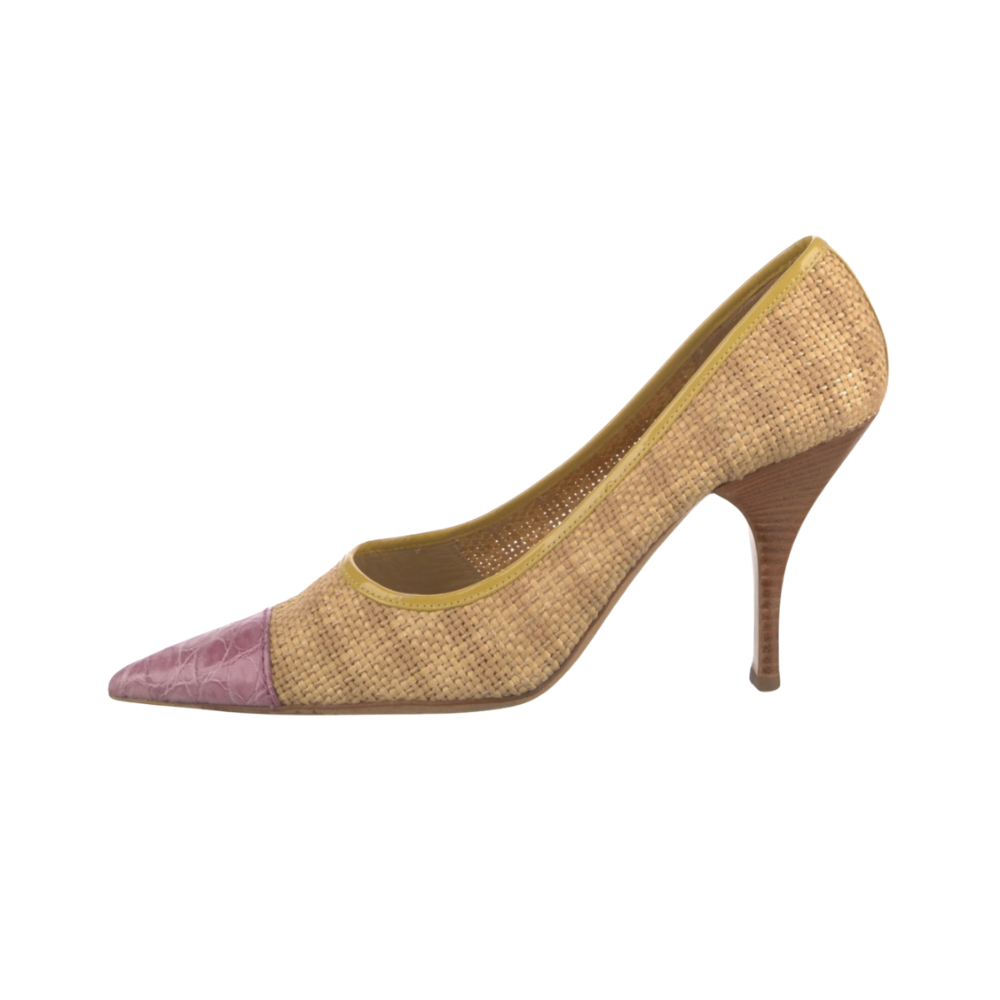 vintage Prada Raffia Pumps