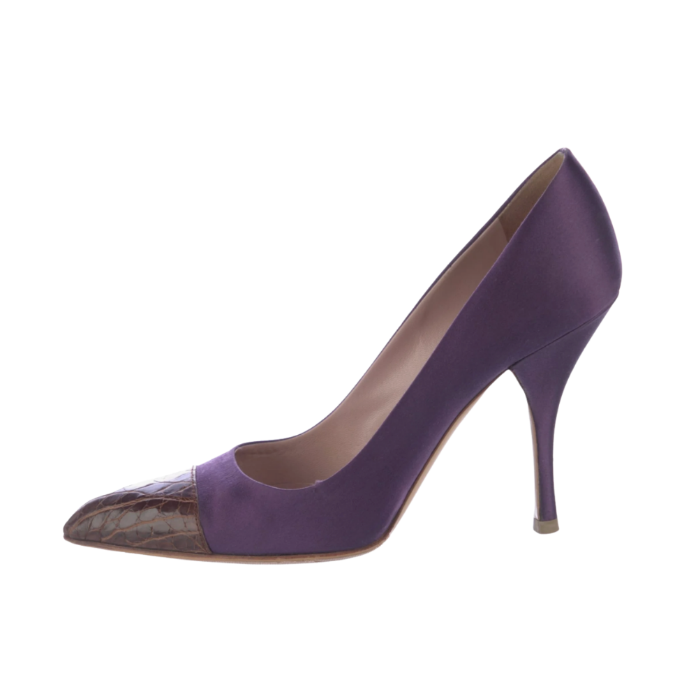 Purple Satin Prada Pumps