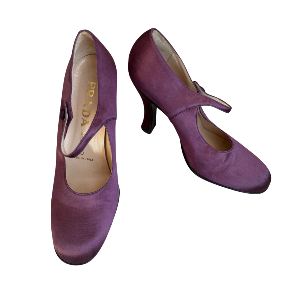 vintage satin purple Prada pumps