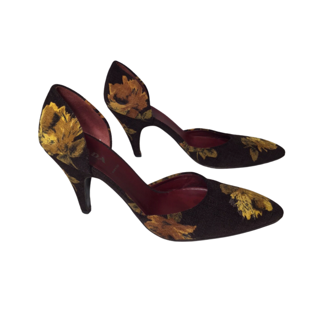 Vintage Prada floral heels