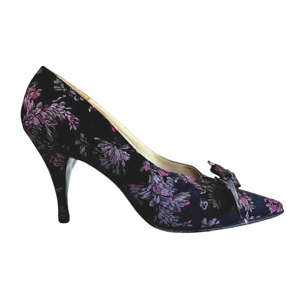 vintage pin up floral pumps