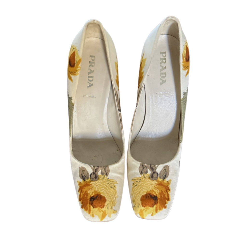 vintage Prada floral heels