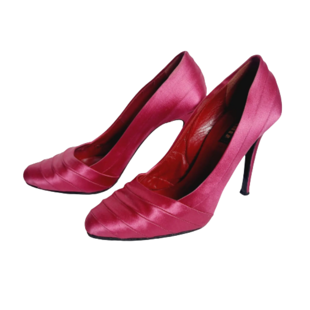 vintage hot pink satin pumps