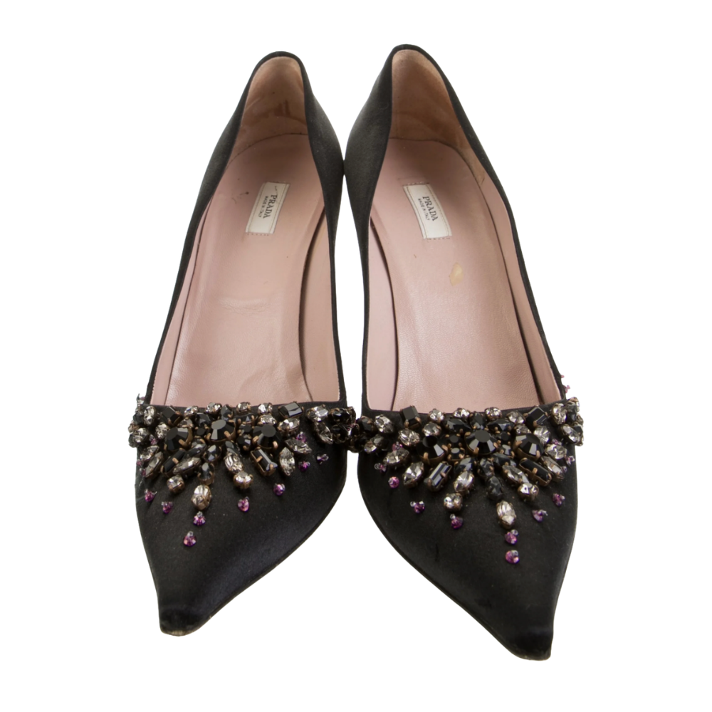 satin prada pumps