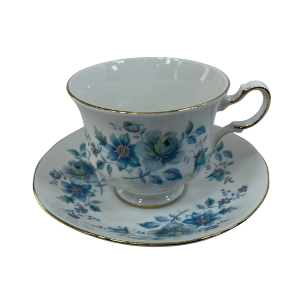 baby blue floral porcelain tea cup 