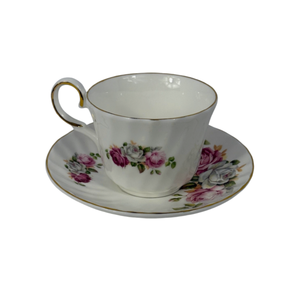 vintage floral rose tea cup