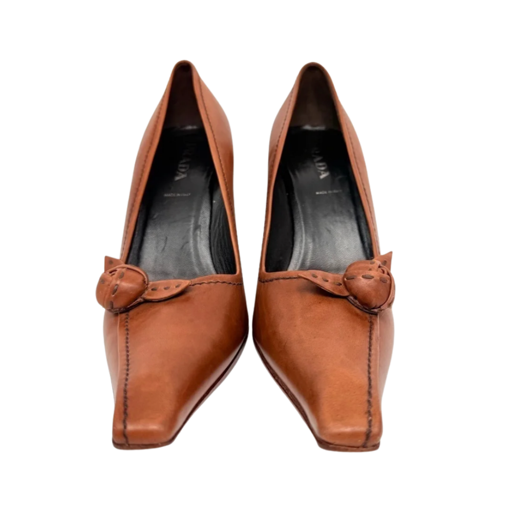 vintage prada brown leather pumps